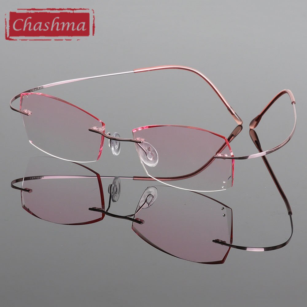 Chashma B Titan Modische Dame Brillen Diamant Getrimmt Randlose Spektakel Rahmen Frauen Brillen Rahmen Farbton Linsen