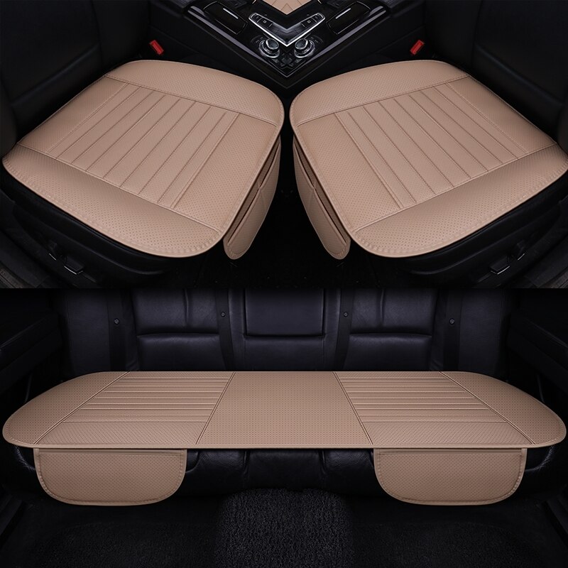 Coverado Autostoelhoezen voor en achter 5 stukken, Waterdichte Faux Lederen auto zithoes Volledige set, universele pasvorm voor de meeste limousines SUV pick-up truck, Zwart