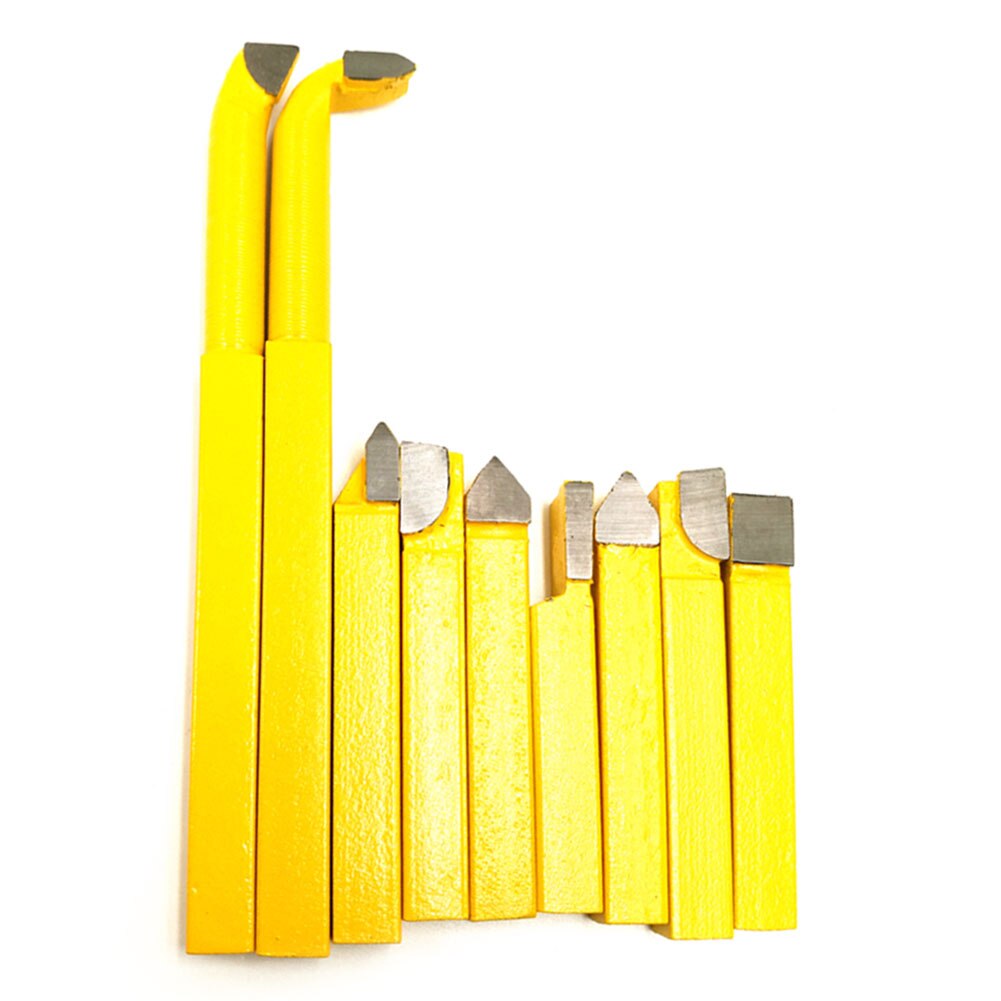 9pcs Alloy Carbide Brazed Tipped Lathe Tools Set 8*8mm Shank Turning Milling Tool Welding Cutter Bit For Metal