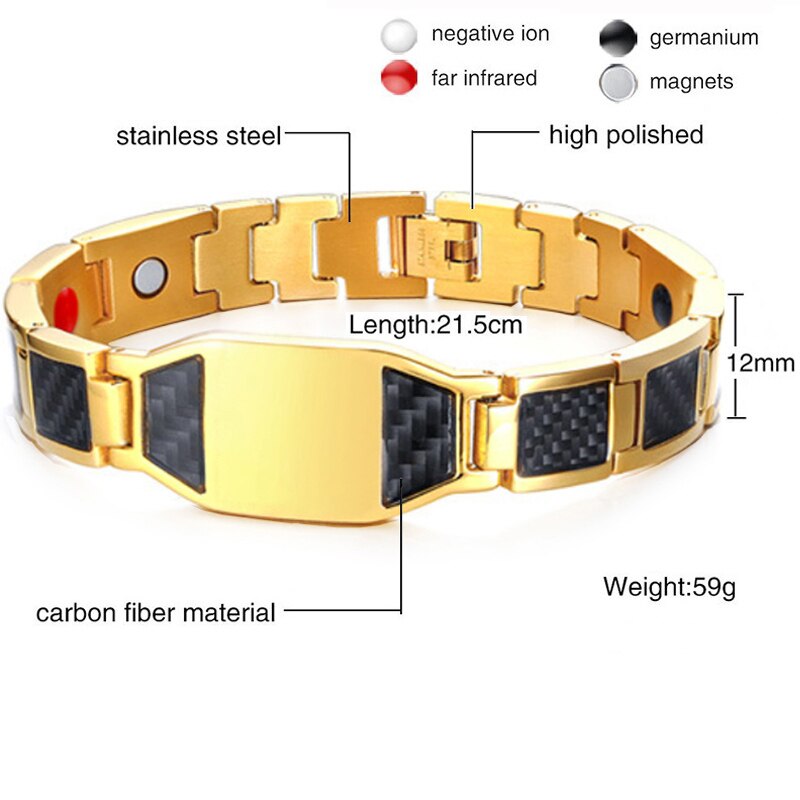 99.99% Pure Germanium Gezondheid Armband Voor Mannen Vrouwen Korea Populaire Rvs Magnetische Toermalijn Energie Power Sieraden