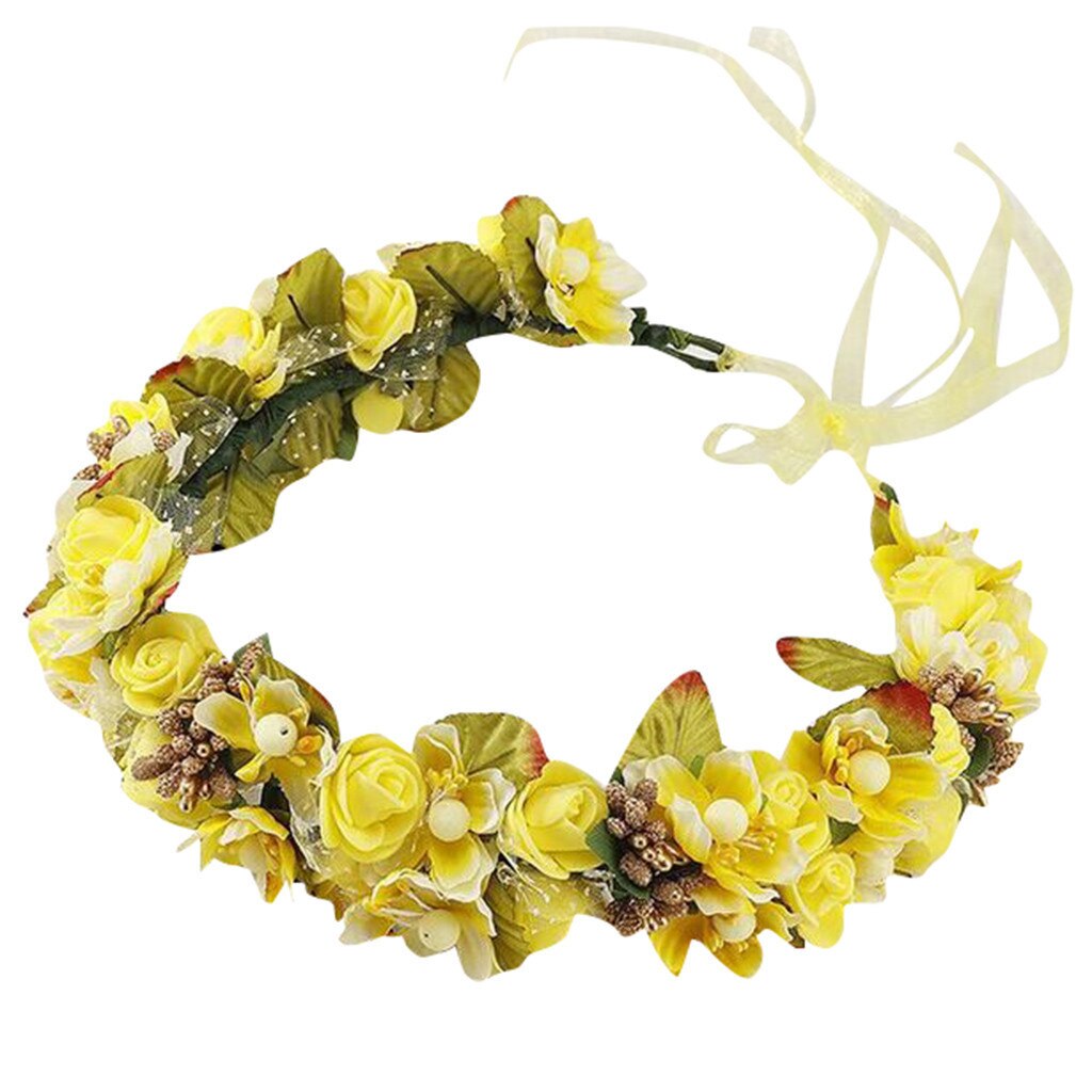 Ladies Bridal Flower Hair Circle Wedding Accessories Red Rose Hairpin Hair Jewelry weddings accessoire Bruids hoofddeksels: Yellow