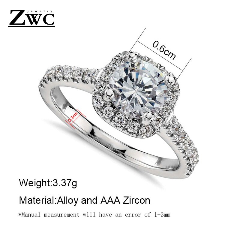 ZWC Crystal Engagement Claws Rings For Women AAA White Zircon Cubic rings Female Wedding Jewerly