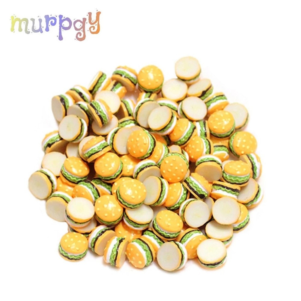 Mini Hamburger Polymer Clay For Modeling Charms Filler Addition for Slime Supplies Plasticine Lizun DIY Accessories Slimes Kit