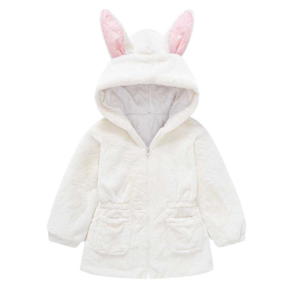bébé filles fausse fourrure Long manteau hiver épaissir mignon à capuche solide vestes pardessus vêtements d'extérieur pour enfant vêtements
