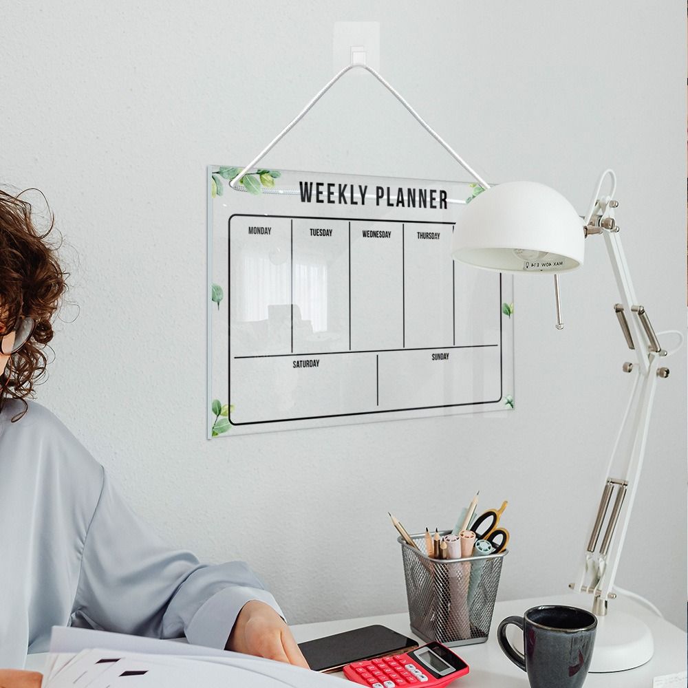 mit 6 Stiften, Acryl-Notiztafel, transparent, wiederverwendbar, Kühlschrank, Kalender, rahmenlos, zum Aufhängen, Notiztafel-Set, Kühlschrank