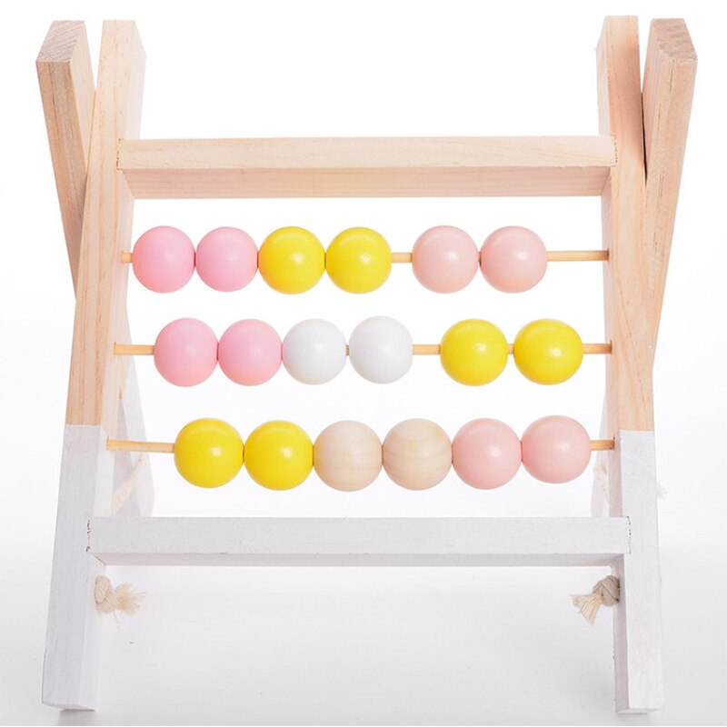 Montessori Toy Natural Wooden Abacus With beads Craft Baby Early Learning Educational Toys Baby Room Decor ins pop Toys: B-Yellow