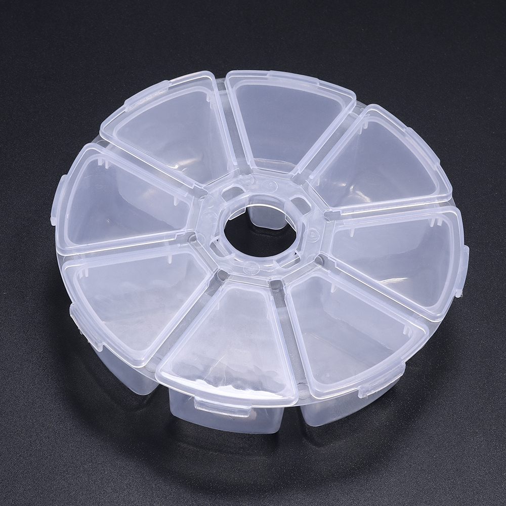 Runde Kunststoff transparent Lagerung Kasten Schmuck Perlen Container Angeln Werkzeuge Zubehör Kasten Kleine Gegenstände Kleinigkeiten Organizer fallen: Schwarz
