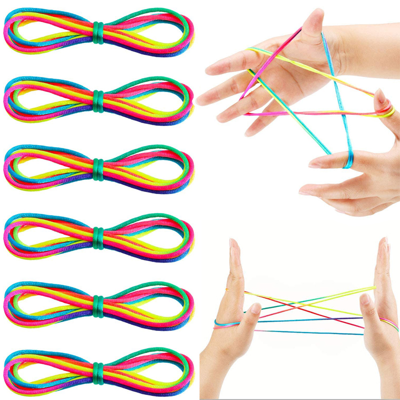 Giochi per dita con corde per culla colore arcobaleno Corda classica con filo per giocattoli Corde per giochi puzzle con corde a mano Crea forniture per giocattoli