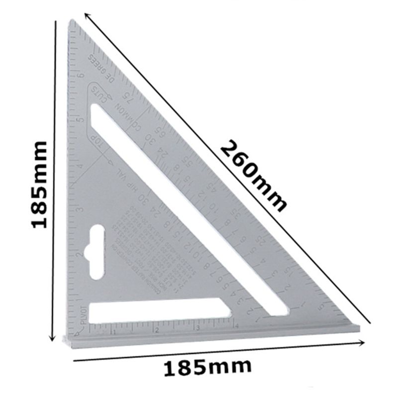 7 tommer trekant lineal aluminiumslegering vinkel gradskivehastighed metrisk / imperial: Brun