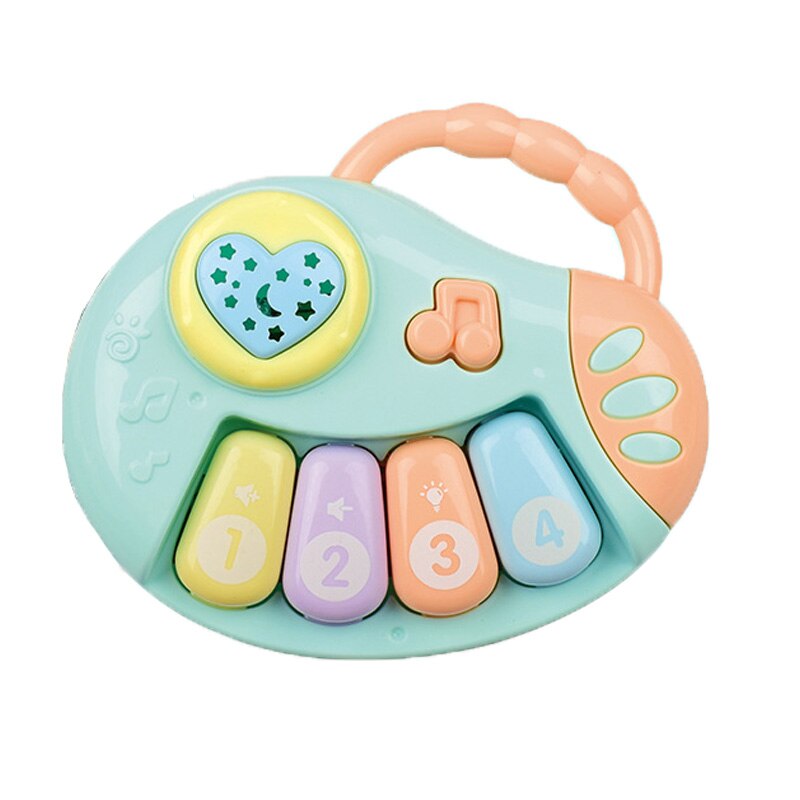 Kleurrijke Projectie Muzikale Baby Rammelaars Speelgoed Knipperende Hand Bells Baby Speelgoed Zuigeling Digitale Grafische Cognitie Educatief Speelgoed: Blue music piano