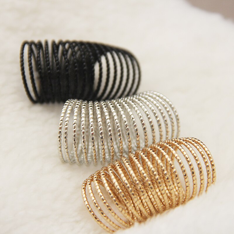 Anillos de aleación con rosca para mujer, anillo para dedo largo dorado y negro, Punk, boda, 1 unidad