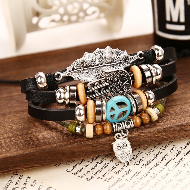 Daxi herr armband för herr berlocker armband pärlband armband tillbehör flätat läder armband herr smycken