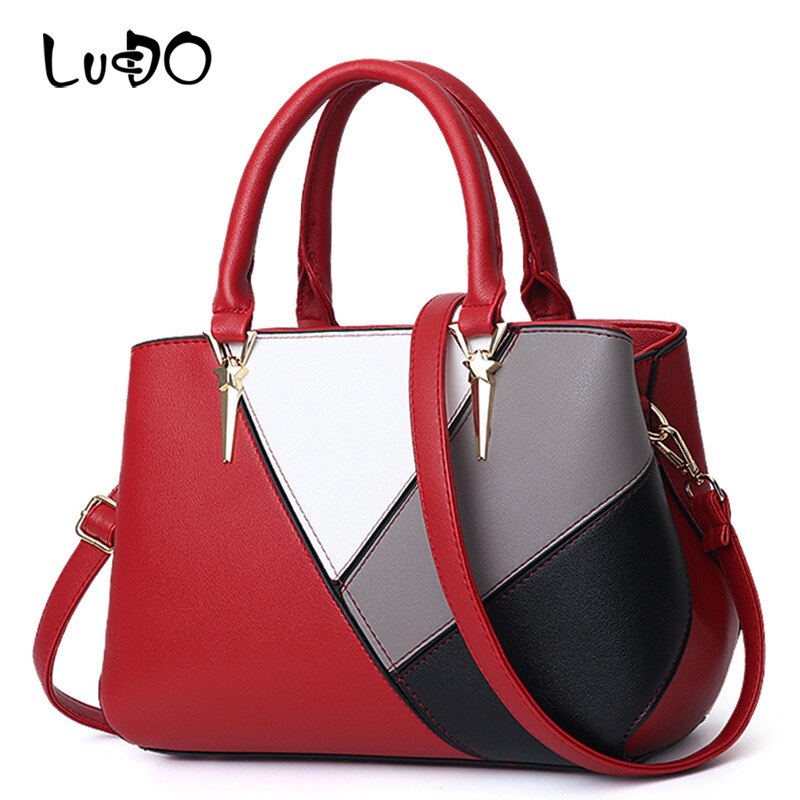 Kvinders håndtaske kvindelig læder skuldertaske luksus håndtasker damer tasker damer taske over skuldertasken en hoved ms tote taske: Rød