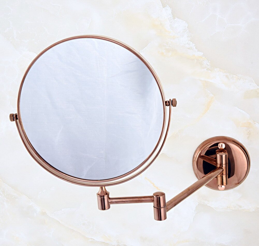 Folding Dual Arm Extend Rose Gold Brass Wall Mount Magnifying Bathroom Mirror Makeup Cosmetic Lady's Mirror Wba637
