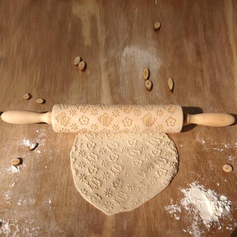 Pasen Dag Embossing Houten Deegroller voor DIY Koekjes Bakken Noodle Biscuit