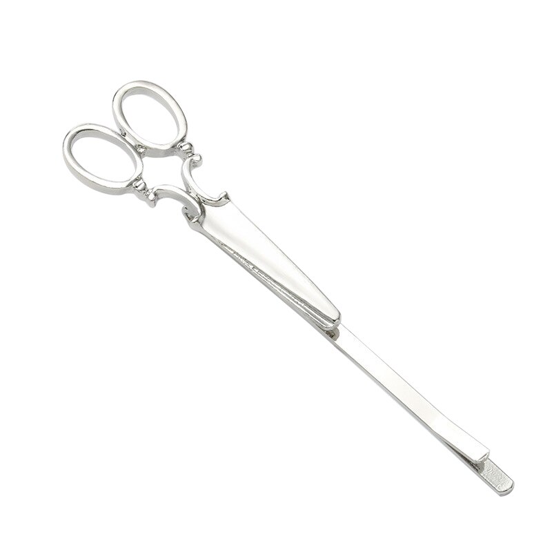 Women Chic Golden Silvery Scissors Shape Hair Clip Hair Pin Headwear Barber Scissors Mental 2 Colors: 02