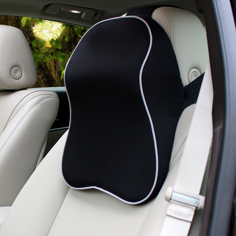 Auto Nek Kussen 3D Traagschuim Hoofdsteun Auto Kussen Zacht Ademend Kussen Voor Slapen In De Auto: Black White Line