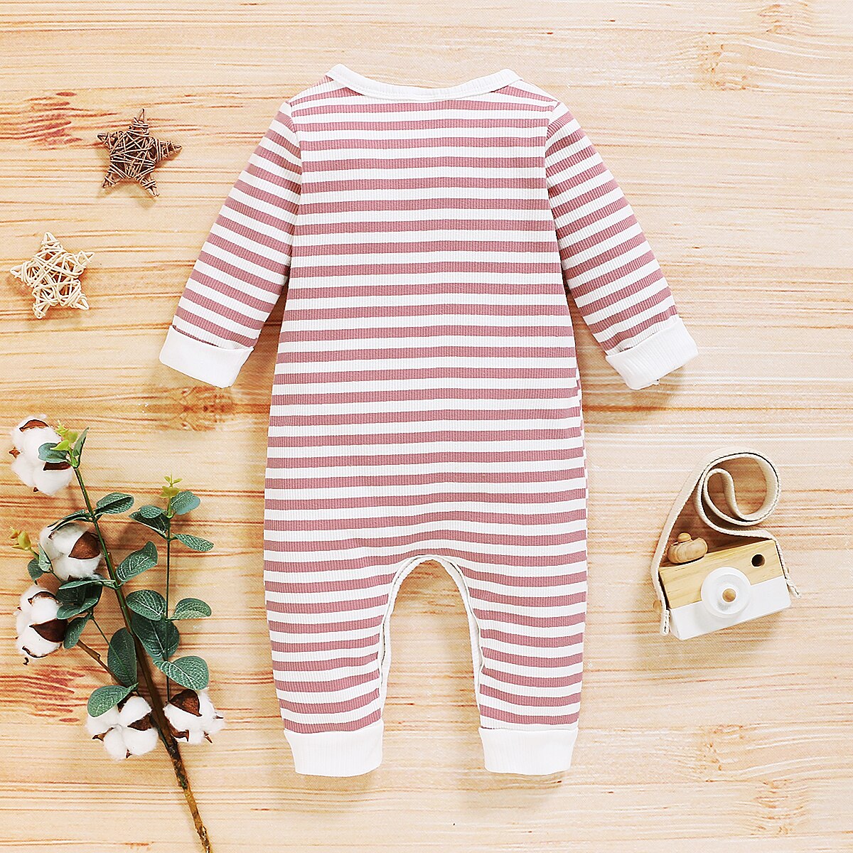 Combinaison à manches longues pour -né, barboteuse rayée, avec poche, vêtements pour bébés garçons et filles, automne
