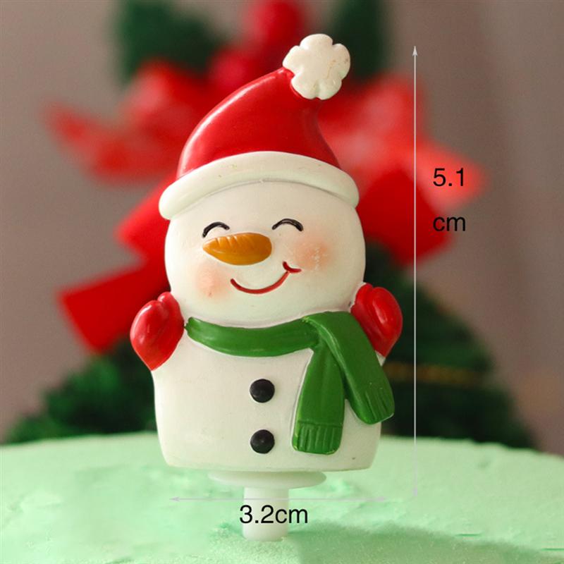 6 Pcs Christmas Cake Toppers Resin Illuminate Cake Decoration Dessert Stick Clay Model Accessory - House Santa Snowman Reindeer