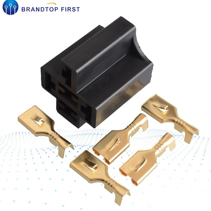 1Set Car Auto Vehicle 5 Pin Relay Socket Holder with 5Pcs 6.3mm Copper Terminal: Army Green