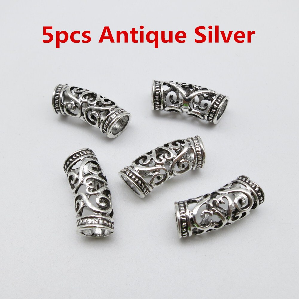 5 st -20 st silver / guld / brons viking hår flätat skägg dreadlock pärlor rörringar ca 7mm inre hål för hår tillbehör: 5 st antik silver