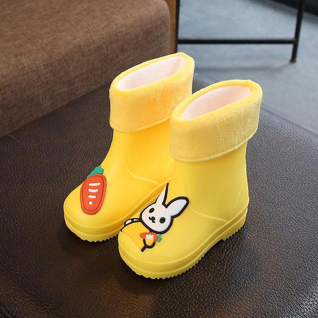 Kinderen Regenlaarzen Pvc Waterdichte Kids Peuter Schoenen Candy Kleur Antislip Water Schoenen Jongens Meisjes Baby Rubber Laarzen 020: YELLOW / 9.5