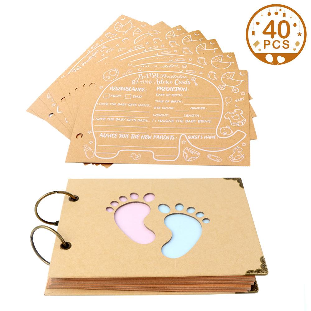 OurWarm Baby Shower Guest Book Signature Elephant Kraft Paper Guestbook Advice Cards Birthday Party Decoration