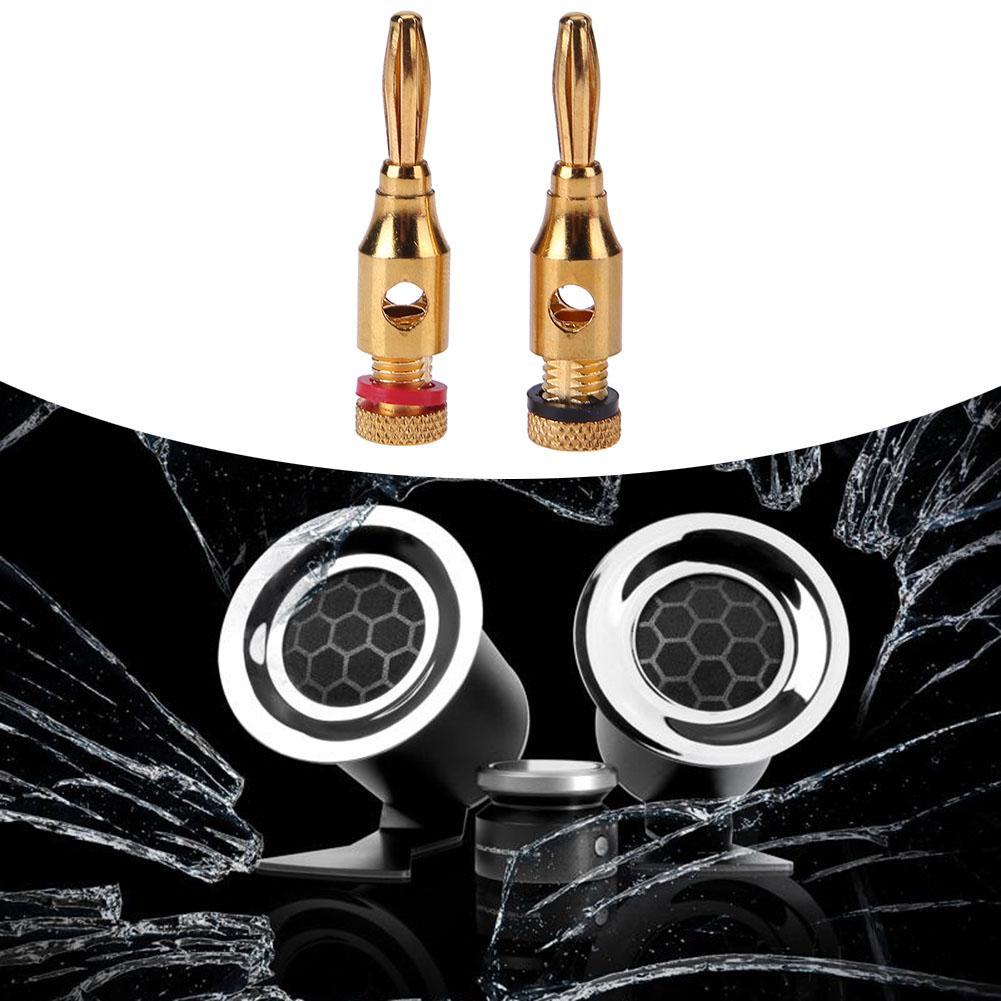 2 stücke Gold-überzogene Banane Stecker Musical Audio- Lautsprecher Kabel Draht DIY Stecker