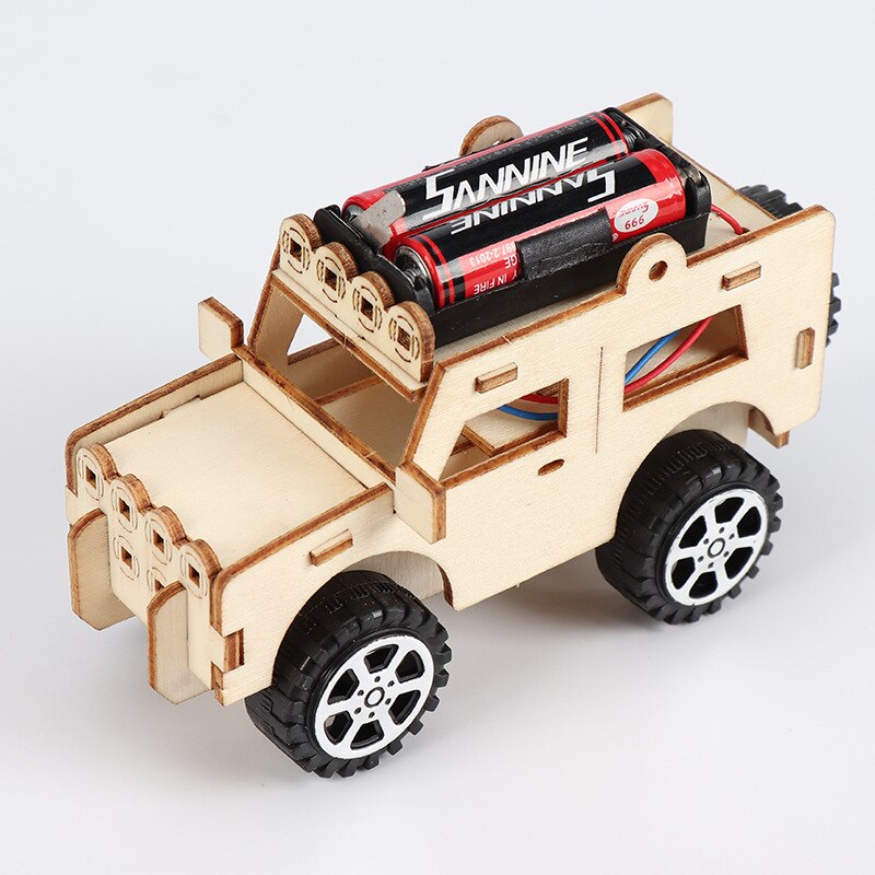 1Pcs Electric Gizmo Wooden Assembling Blocks Vehicle Toys DIY Student Science Technology Model Brain Game Toy