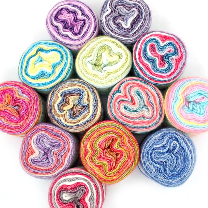 100G Regenboog Wollen Garen Diy Hand Geweven Taart Garen Muts Sjaal Trui Verven Garen