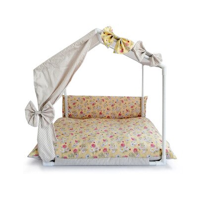 Rusetit ruudullinen kokoonpano koti koiralle pinkki beige kesä viileä lemmikkikoti kennel pehmustematto sänky pienille pieneläintavaralle: Beige / L 66 x 45 x 63cm