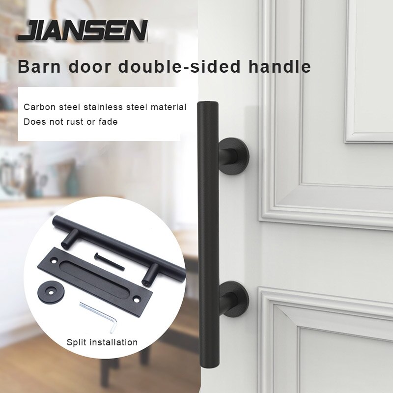 Barn Door Black Double-sided Sliding Door Sliding Door Round Dark Glas Hand Modern Minimalist Cabinet Handle Door Handle