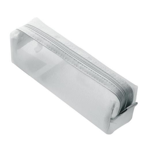 Solid Color Pencil Case Zipper Transparent Mesh Pencil Case Pen Storage Bag Student material escolar пенал школьный: Grey