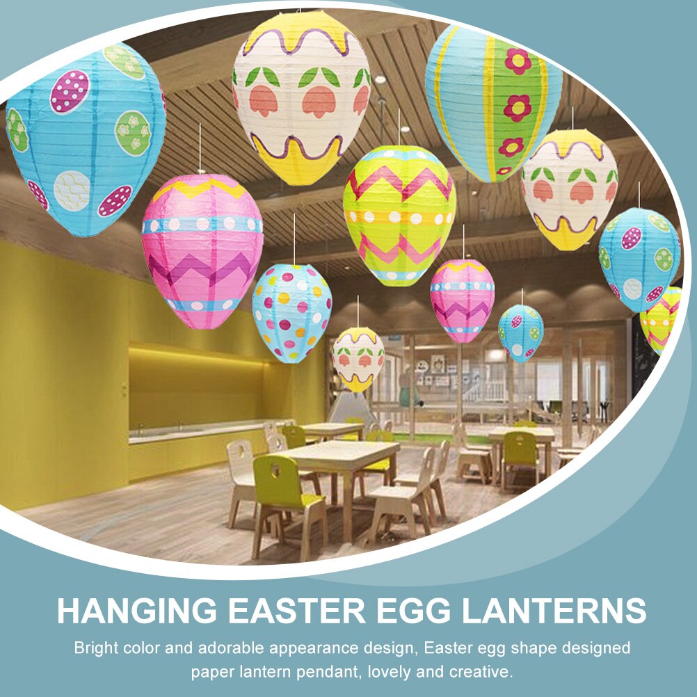 2Pcs Easter Egg-shaped Lantern Easter Party Lanterns DIY Paper Lantern