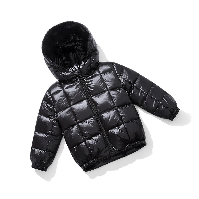 Høst og vinter tykk dunjakke barn gutter og jenter dunfrakk koreansk hettegenser parka: Svart / 3t