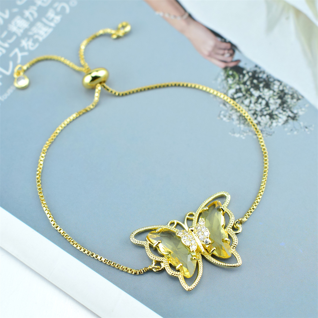 Butterfly Crystal Zircon Bracelet Hollow Butterfly Factory Direct Sales 18 Color Spot Bracelet: 7