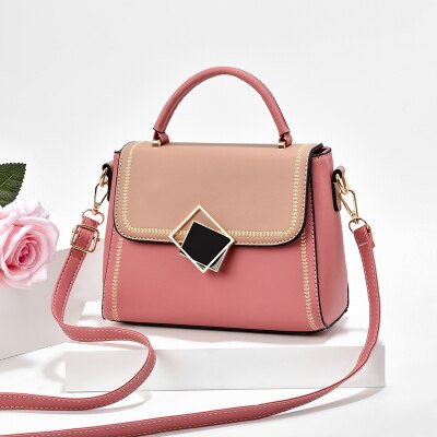 Contrast Kleur Vrouwen Pu Lederen Kleine Handtassen Brand Dames Telefoon Tas Schouder Meisjes Cross Body Bedekt Zakken: Roze