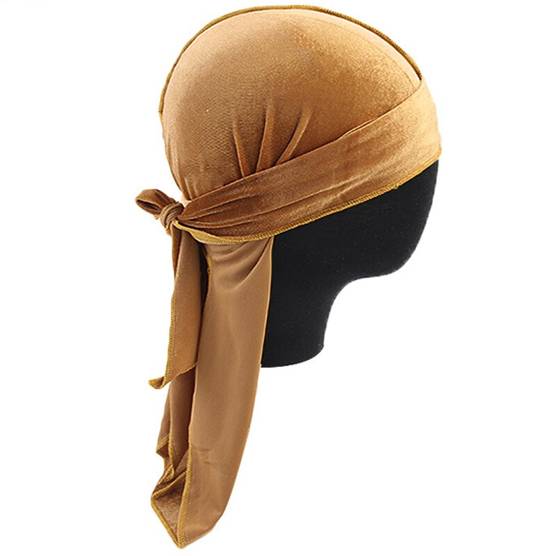 Women Breathable Velvet Turban Hat Durag Wigs Doo Headwrap Long Tail Pirate Caps Solid Color Women Hair Accessories