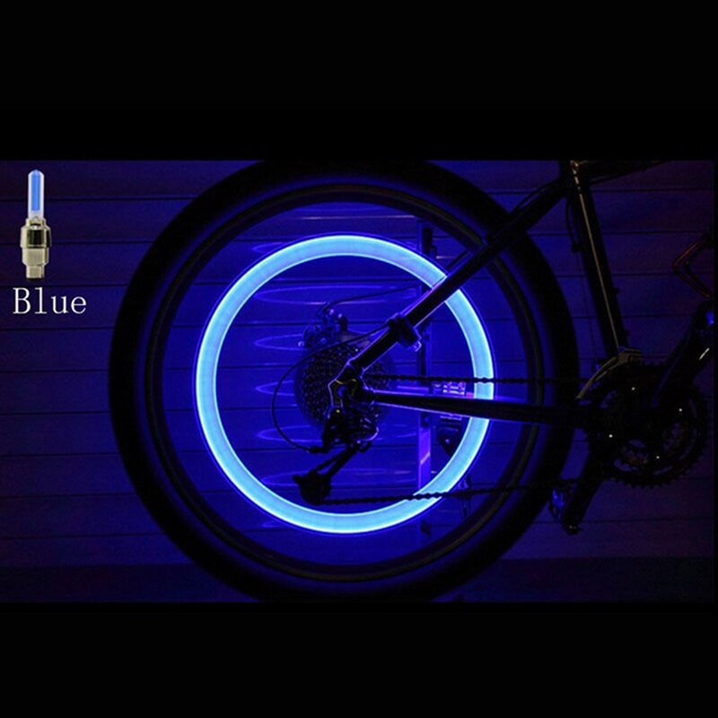 2x wiel ventieldop licht led flits autoband velg ventiel wieldop fietsverlichting: Blauw