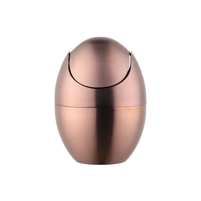 Gold Mini Metalen Afvalbak Desktop Vuilnis Mand Ei-Vormige Rvs Prullenbak Met Verwijderbare Swing Deksel Vuilnisbak mand: Rosegold