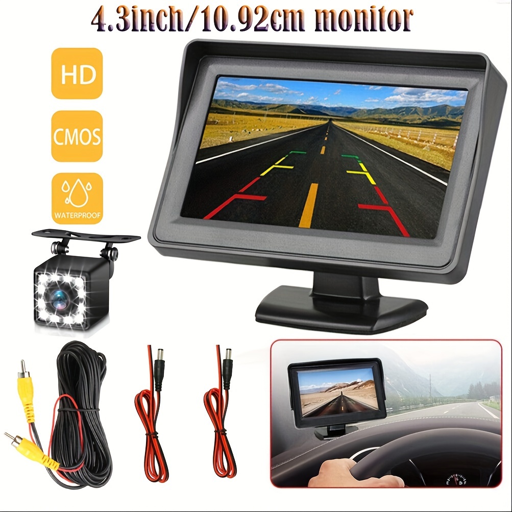 Cámara de visión trasera para coche, Monitor de 4,3 pulgadas con pantalla HD, sistema de marcha atrás para aparcamiento, furgoneta, autocaravana: Verde