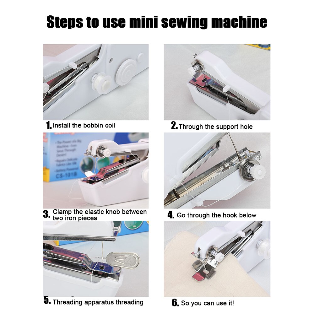 EU/US Plug Mini Portable Handheld Sewing Machine for Quick Repairs DIY Clothes Electric Stitch Sew Cordless Needlework Machine