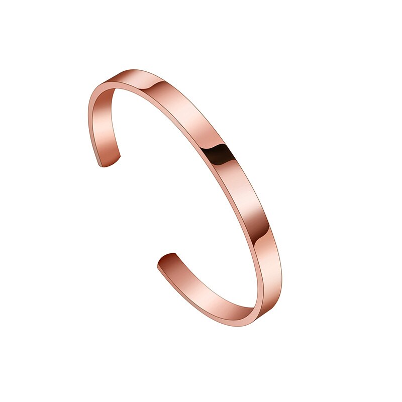 Auxauxme Custom Engraved DIY Name Bracelets for Women Gold Stainless Steel Simple Girlfriend Christmas Bangle: Rose Gold / Engrave Outside