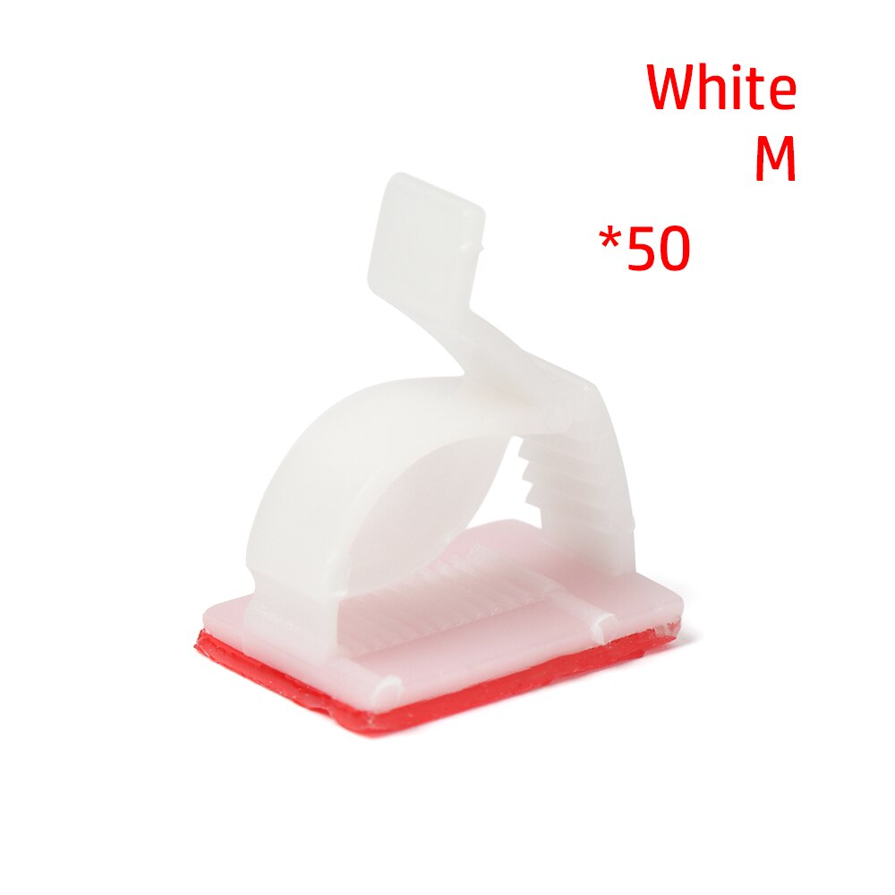 50pcs Self Adhesive Cable Clips Wire Organizer Line Clasp Desktop Charger Cable Fastener Fixer Storage Holder Multipurpose: M	white