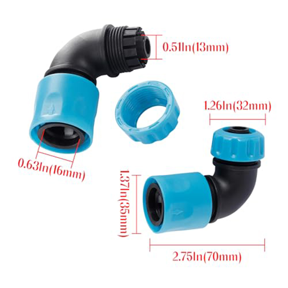 Connecteurs rapides coudés, Angle de 90 degrés pour jardin, tuyau de 1/2 pouces, adaptateur de connecteur de connexion d'irrigation d'eau de jardin, 2 pièces