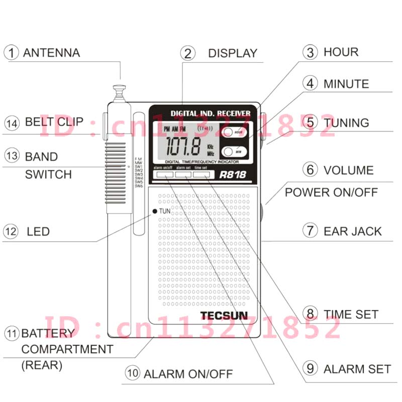 TECSUN R-818 FM/MW/SW Radio Dual Conversion World Band Radio Receiver With Built-In Speaker Internet Radio Portatil