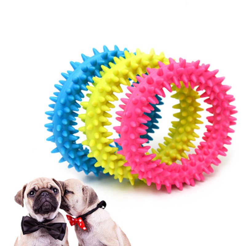 Kleurrijke Pet Dog Speelgoed Rubber Interactive Chew Speelgoed Voor Hond Tanden Training Speelgoed Met Doorn Hond Beet Bestendig Molaire Huisdier product
