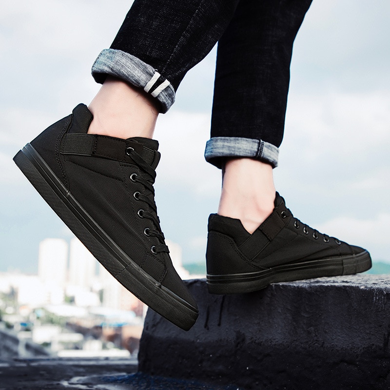 Sneakers herre lærred sko cool street sneakers åndbare herre fritidssko mandlige mærke klassiske sorte hvide sko  ka241