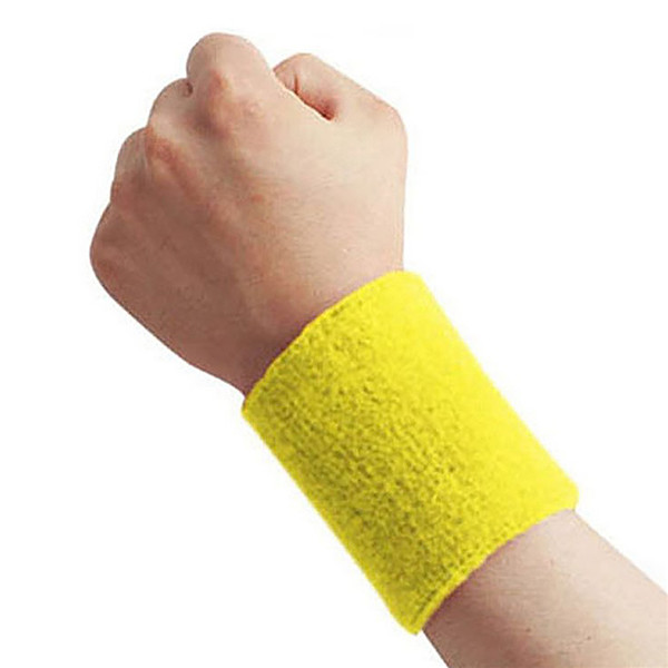 Baumwoll-schweißband für damen und herren, handgelenkstütze, fitness, laufen, badminton, baseball, tennis, sportarten, einfarbig: Gelb