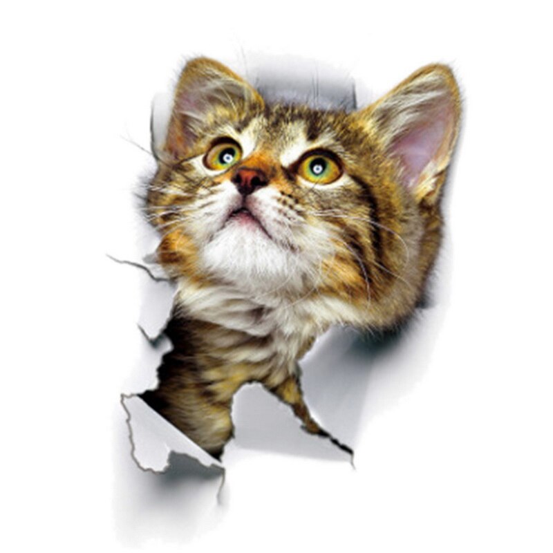 1pc søte katter 3d veggklistremerke til stue barnerom hjem dekorasjon kunstdekaler veggmaleri kattunge valp klistremerker bakgrunn: G189133